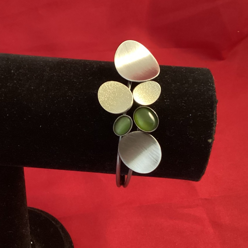 Christophe Poly green and silver tone metallic bracelet